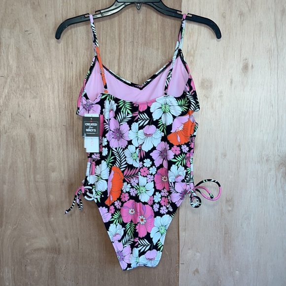 SALT + COVE JUNIORS LACE-UP-SIDES ONE-PIECE SWIMSUIT Sz LARGE - Picture 3 of 12